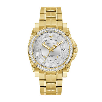 Bulova Men's Precisionist Gold-Tone Stainless Steel Watch with Silver Dial