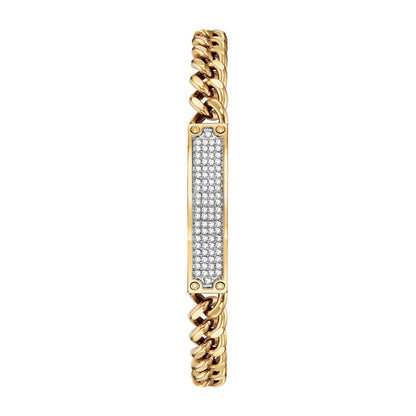 Bulova Men's Crystal Collection Two-Tone Stainless Steel Champagne Dial Watch & Bracelet Set front view