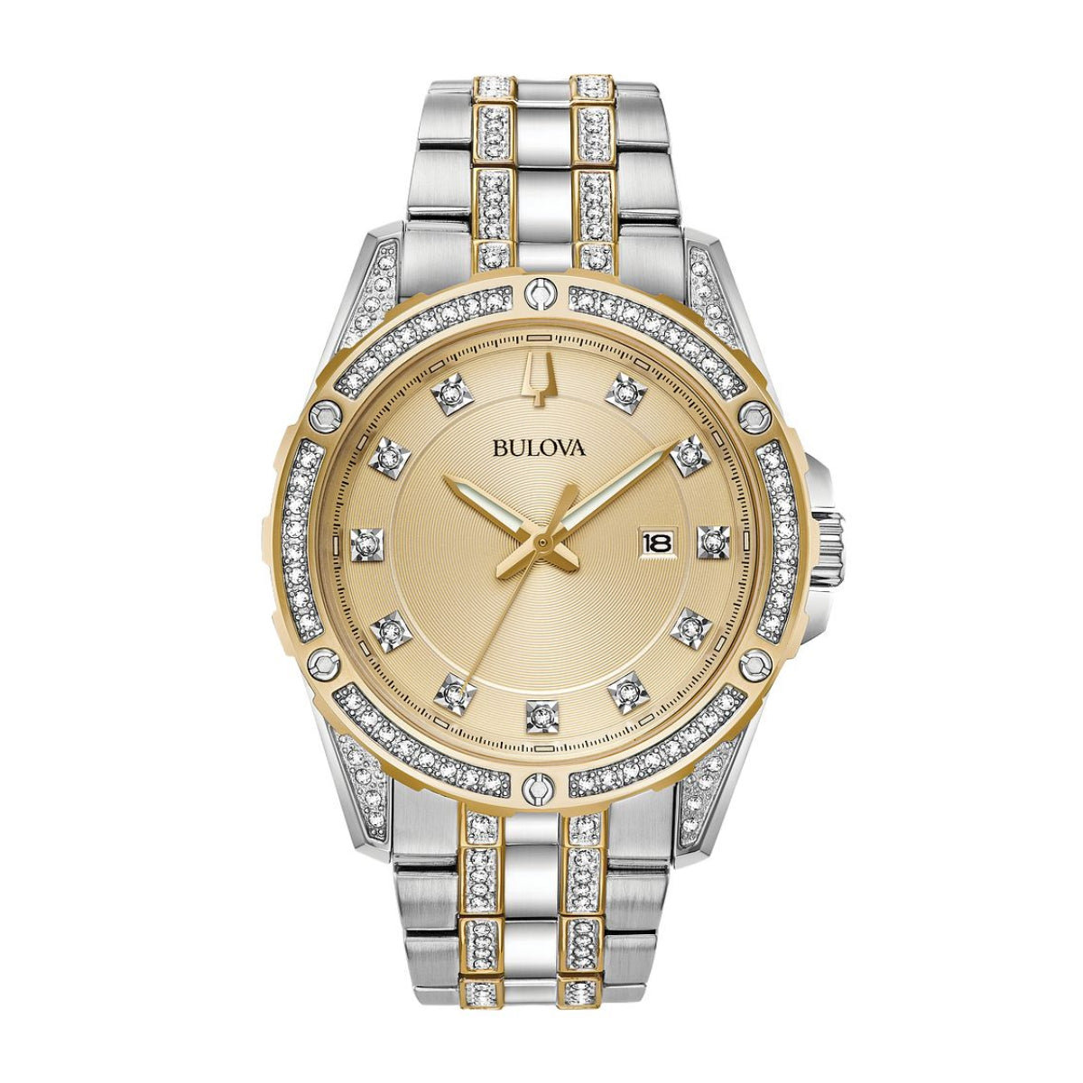 Bulova Men's Crystal Collection Two-Tone Stainless Steel Champagne Dial Watch & Bracelet Set