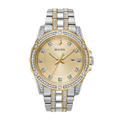 Bulova Men's Crystal Collection Two-Tone Stainless Steel Champagne Dial Watch & Bracelet Set