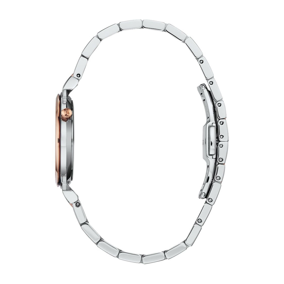 Bulova Ladies' Regatta Two-Tone White & Pink Stainless Steel Watch with Mother of Pearl Dial front view