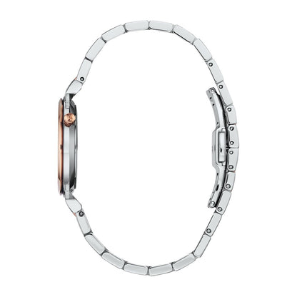 Bulova Ladies' Regatta Two-Tone White & Pink Stainless Steel Watch with Mother of Pearl Dial front view