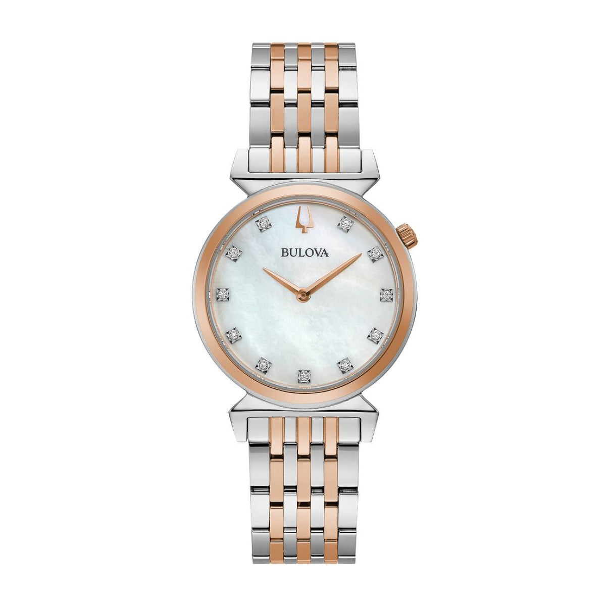Bulova Ladies' Regatta Two-Tone White & Pink Stainless Steel Watch with Mother of Pearl Dial