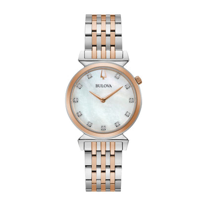 Bulova Ladies' Regatta Two-Tone White & Pink Stainless Steel Watch with Mother of Pearl Dial