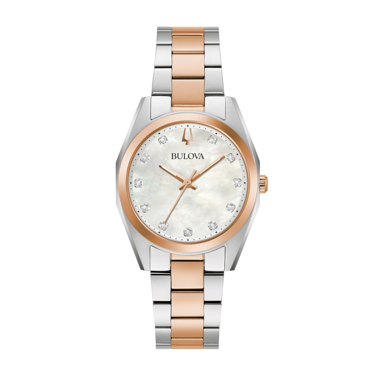 Bulova Ladies' Surveyor Two-Tone White & Pink Stainless Steel Watch with Mother of Pearl Dial