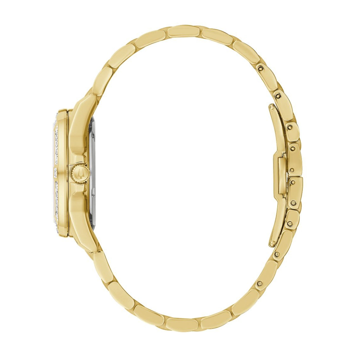 Bulova Ladies' Marine Star Gold-Tone Stainless Steel Watch with Mother of Pearl Dial front view