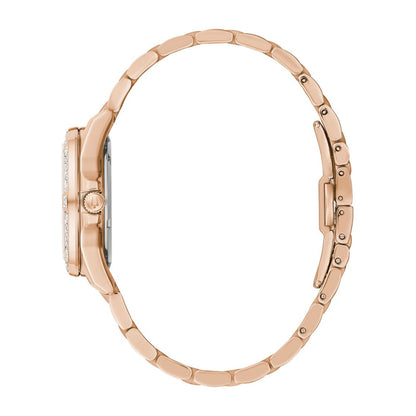 Bulova Ladies' Marine Star Pink Gold-Tone Stainless Steel Watch with Mother of Pearl Dial front view
