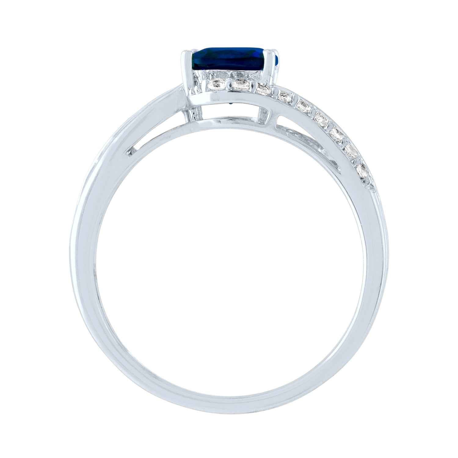 Created Cushion-Cut Blue and White Sapphire Fashion Ring in Sterling Silver front view