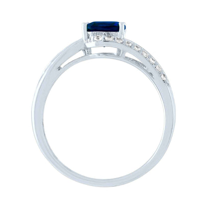 Created Cushion-Cut Blue and White Sapphire Fashion Ring in Sterling Silver front view
