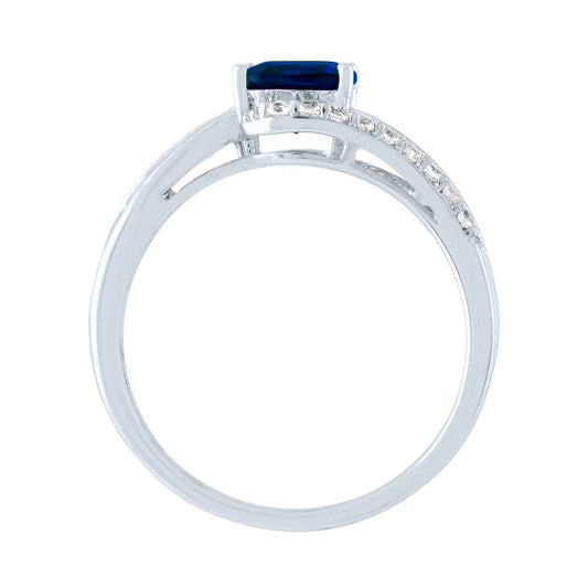 Created Cushion-Cut Blue and White Sapphire Fashion Ring in Sterling Silver front view