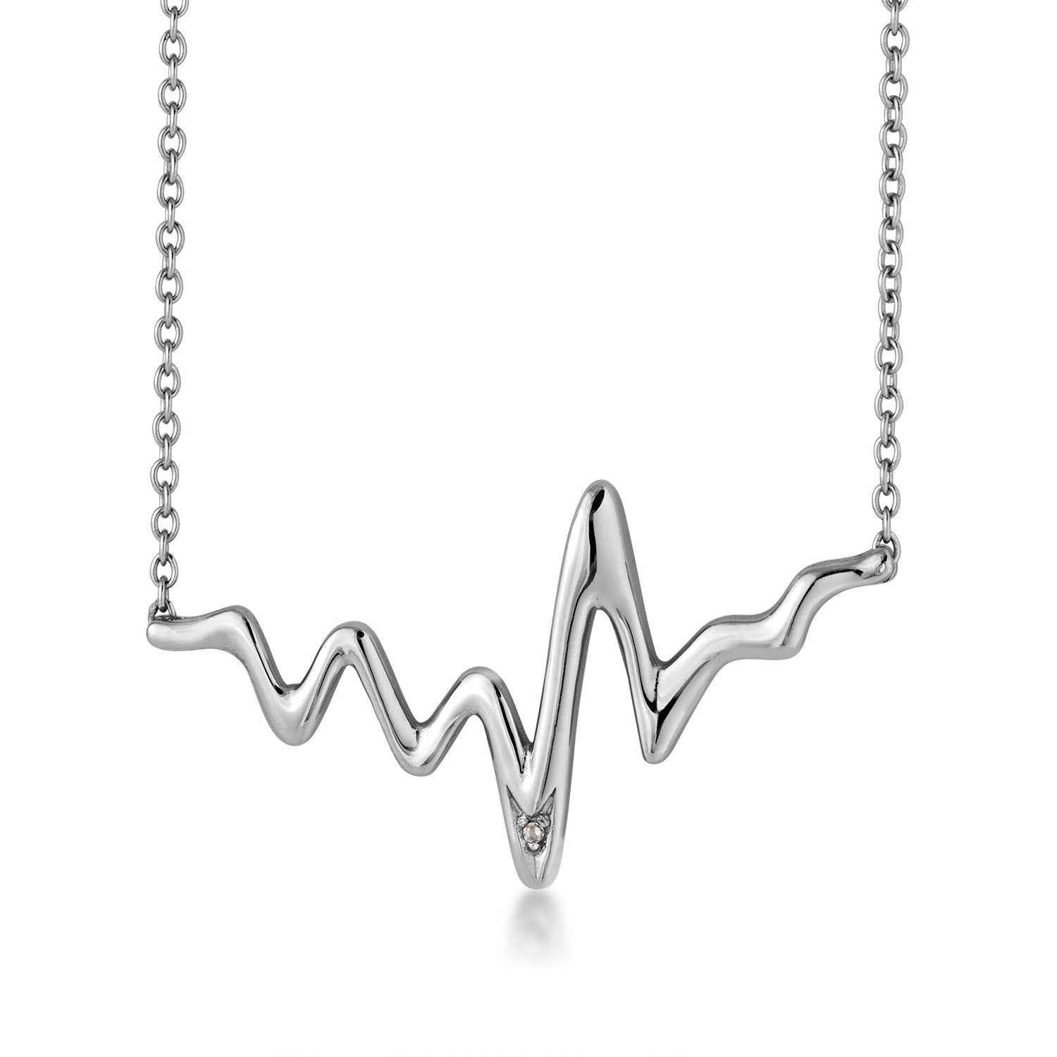 1/200 ct. tw. Diamond Heartbeat Pendant in Sterling Silver