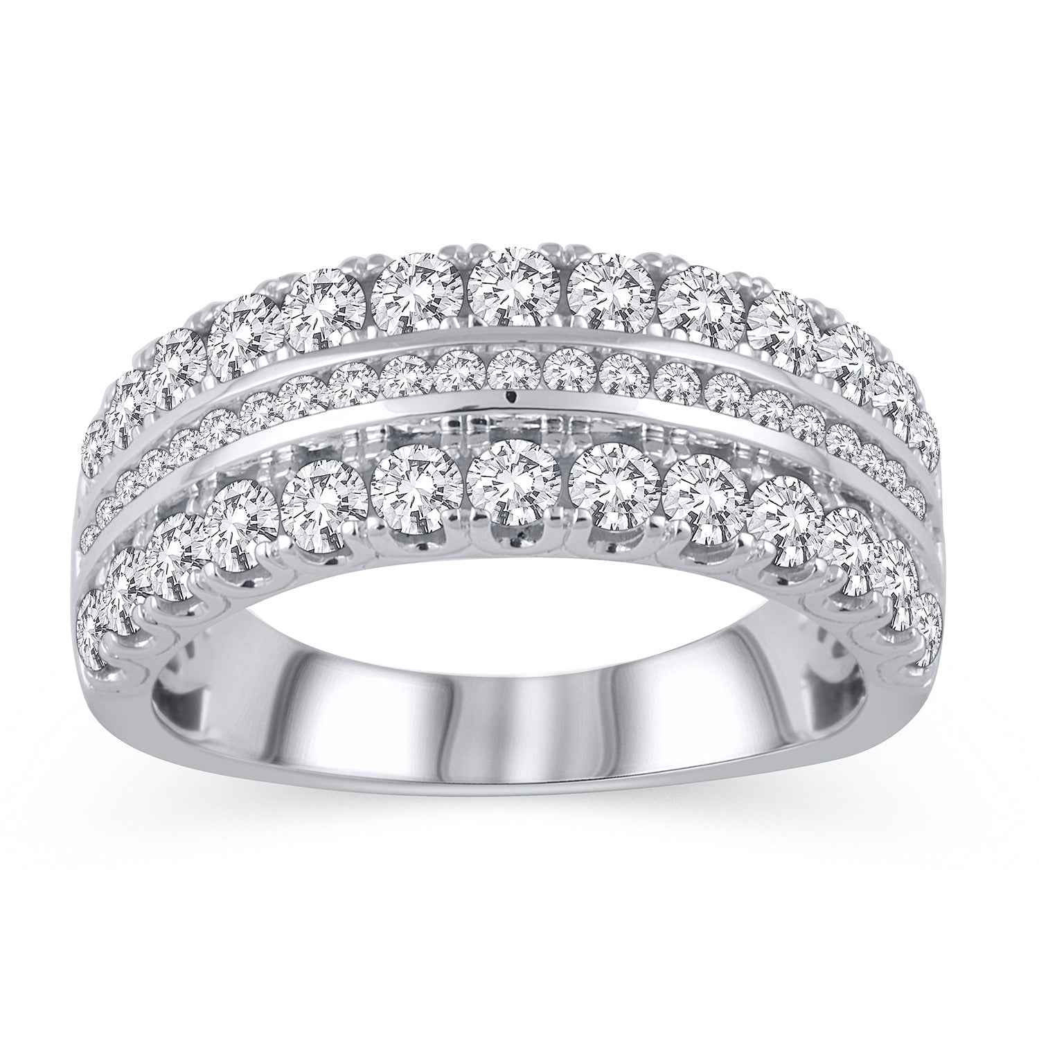 1-1/2 ct. tw 3 Row Round Brilliant Diamond Anniversary Band in 14K White Gold