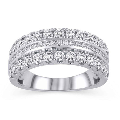 1-1/2 ct. tw 3 Row Round Brilliant Diamond Anniversary Band in 14K White Gold