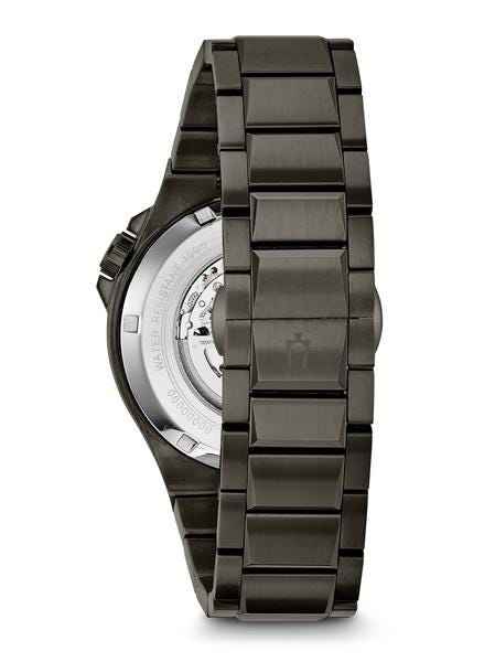 Bulova Classic Automatic Collection Men's Sport Skeleton Movement Dial Watch with Exhibition Caseback in close-up detail