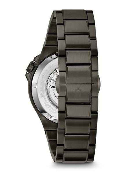 Bulova Classic Automatic Collection Men's Sport Skeleton Movement Dial Watch with Exhibition Caseback in close-up detail