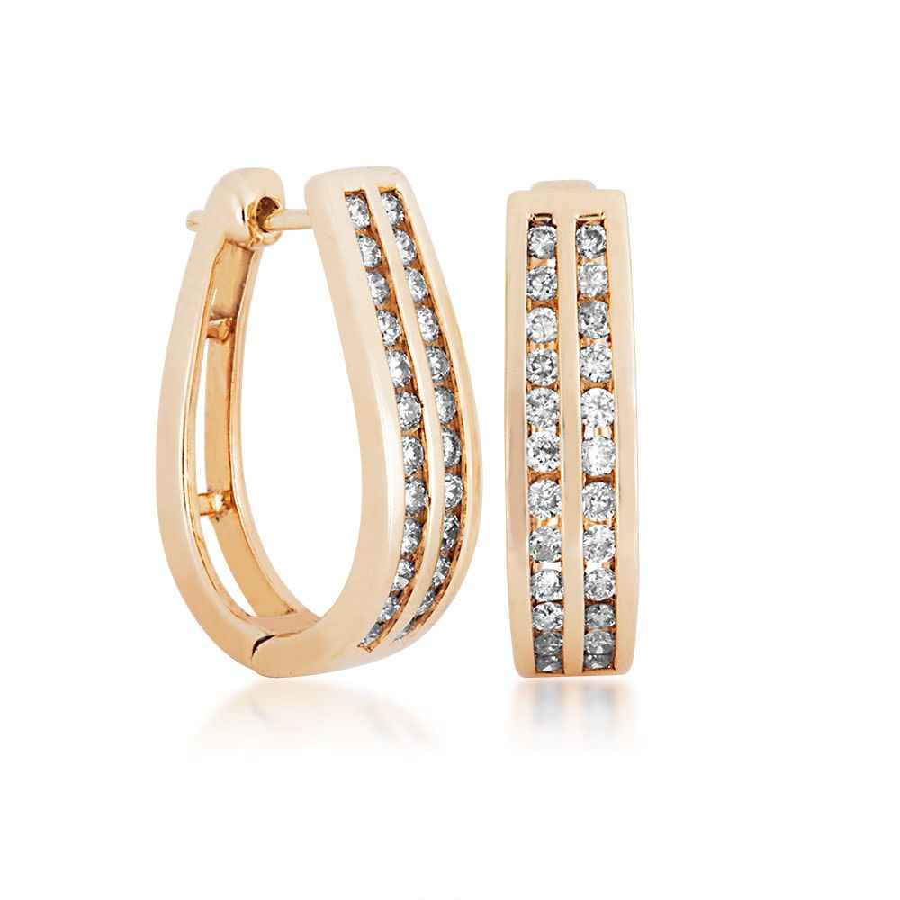 Ladies' 1/2ct Diamond hoop Earrings in 10k Yellow Gold