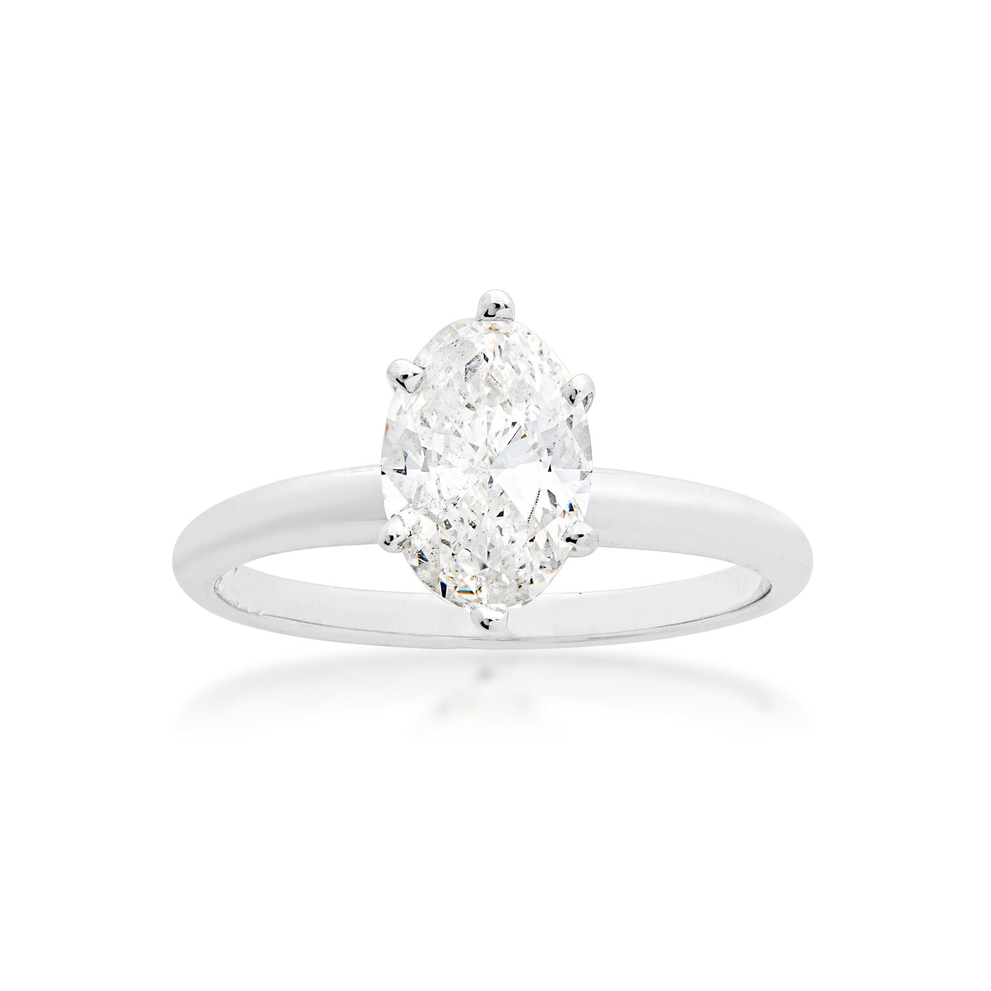 Natural 1-1/2 ct. tw. Oval Diamond Solitaire Engagement Ring in 14K White Gold