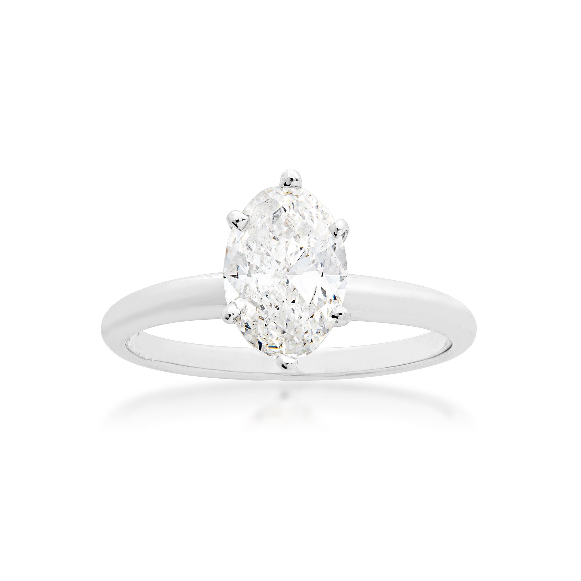 Natural 1-1/2 ct. tw. Oval Diamond Solitaire Engagement Ring in 14K White Gold
