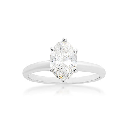Natural 1-1/2 ct. tw. Oval Diamond Solitaire Engagement Ring in 14K White Gold