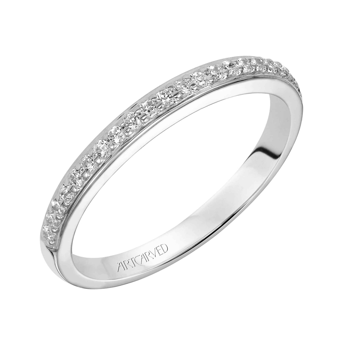 ArtCarved Contemporary 1/5 ct. tw. Classic Round Diamond Wedding Band in 14K White Gold front view