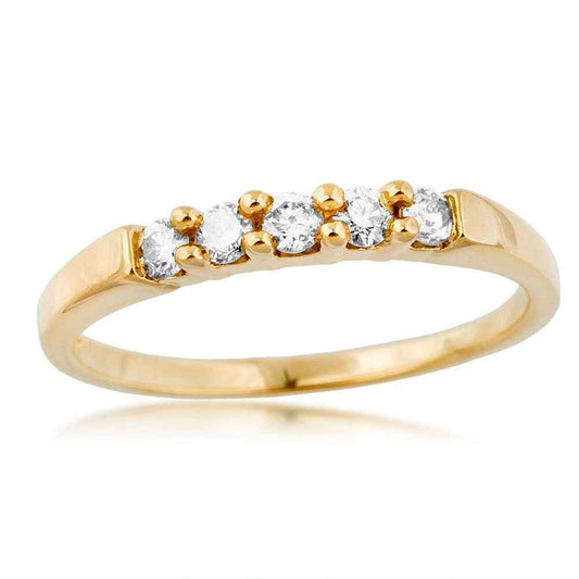 1/4 ct. tw. 5-Stone Round Brilliant Diamond Prong-Set Anniversary Band in 10K Yellow Gold - W 1590D