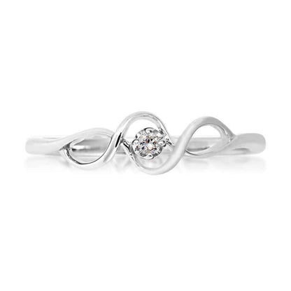 I Promise .035 ct. tw. Round Diamond Solitaire Promise Ring with Twist Accented Band in Sterling Silver close-up detail