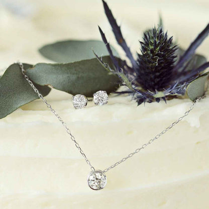 1/4 ct. tw. Round Sliding Bezel Set Diamond Pendant in 14K White Gold front view
