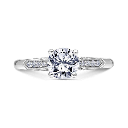 Scott Kay Heavens Gates 1/7 ct. tw. Diamond Semi-Mount Engagement Ring with Inset Diamonds and Milgrain Border in front view