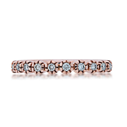 Perfect Match 1/6 ct. tw. Round Diamond with Filigree Circle Detailing Stackable Ring in 10K Pink Gold front view