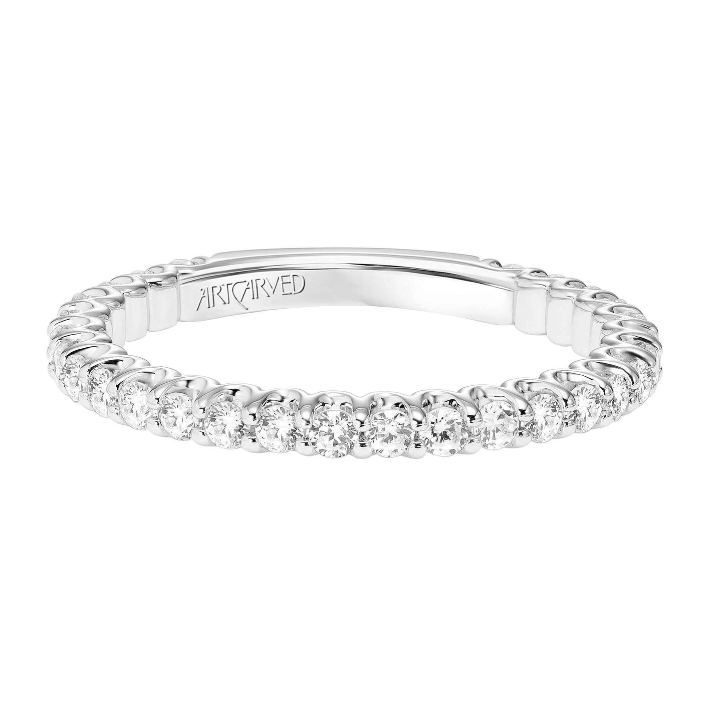 ArtCarved Contemporary 5/8 ct. tw. Round Diamond Wedding Band in 14K White Gold