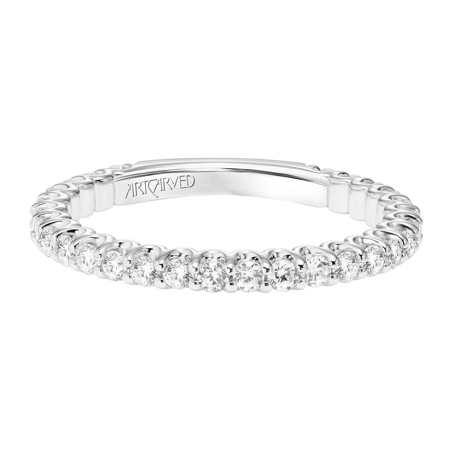 ArtCarved Contemporary 5/8 ct. tw. Round Diamond Wedding Band in 14K White Gold