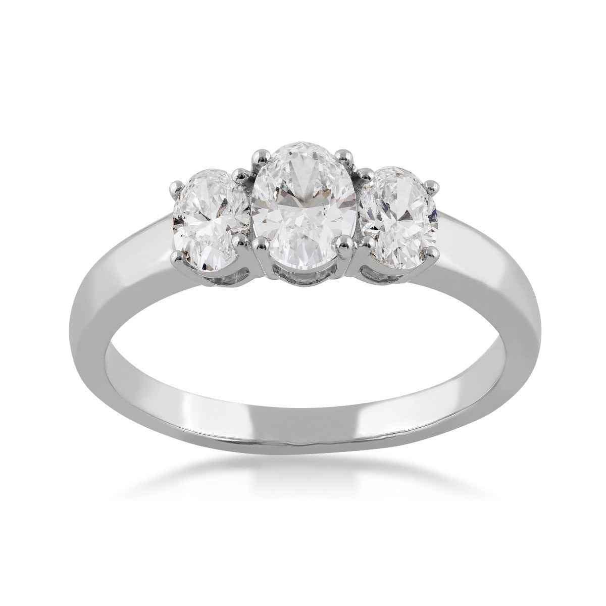 Adamante 2 ct. tw. Lab-Grown Oval Diamond 3-stone Ring in 10K White Gold
