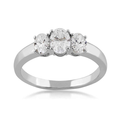 Adamante 2 ct. tw. Lab-Grown Oval Diamond 3-stone Ring in 10K White Gold