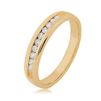 1/4 ct. tw. Channel-Set Diamond Wedding Band in Polished 10K Yellow Gold front view