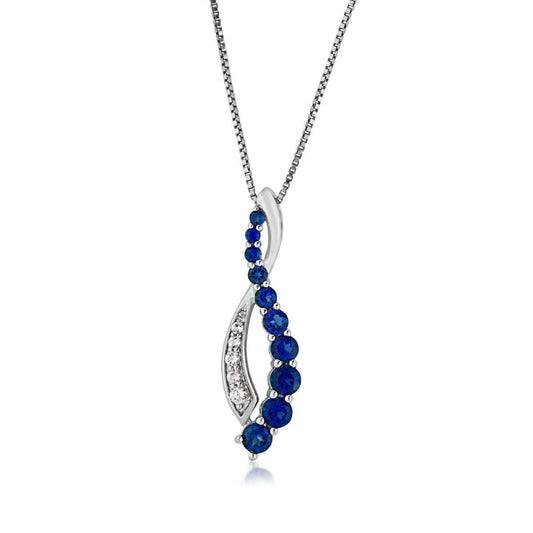 Journey Collection Created Blue and White Sapphire Pendant in Sterling Silver
