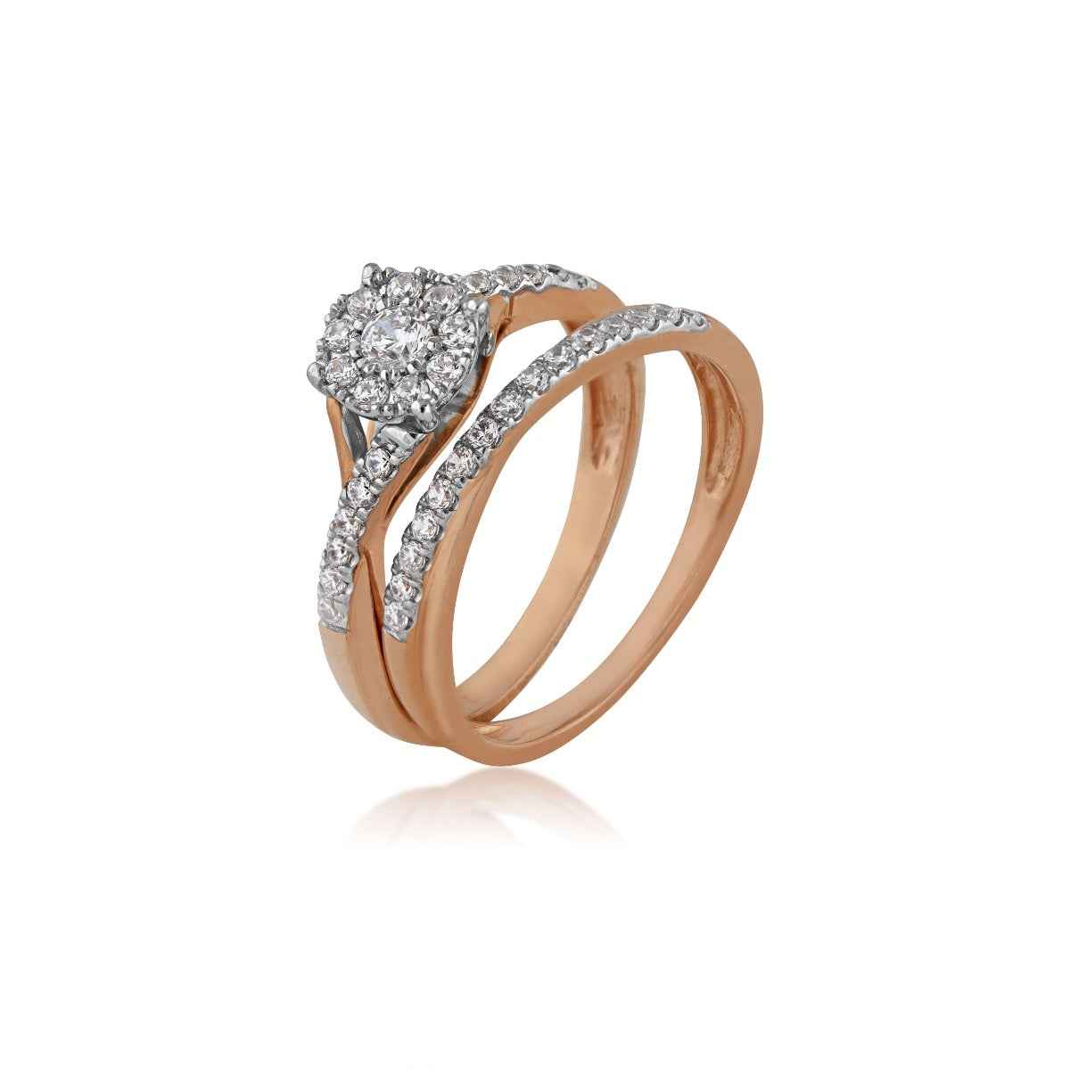 True Promise 1/2 ct. tw. Twist Band Wedding Set in 10K Pink and White gold front view