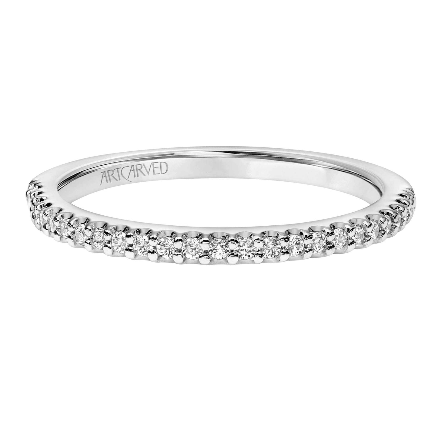 ArtCarved Contemporary 1/5 ct. tw. Diamond Wedding Band with Scalloped Setting in 14K White Gold