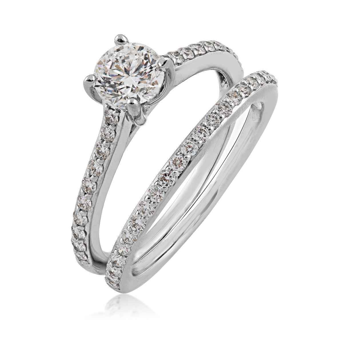 Noventa 1-1/4 ct. tw. Round Diamond Wedding Set in 14K White Gold close-up detail