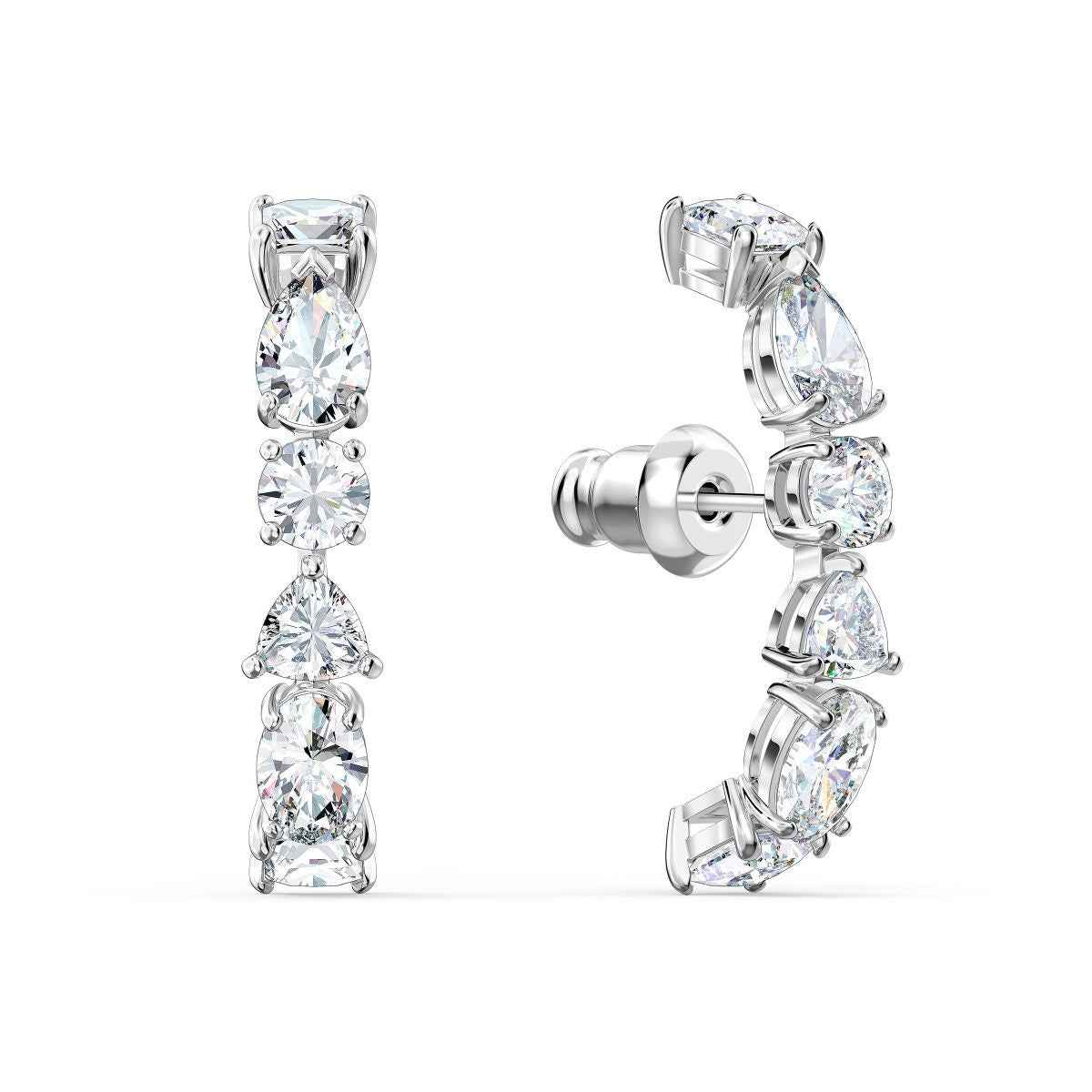 Swarovski Tennis Deluxe Ear Cuffs - Mixed Cuts, White, Rhodium Plated