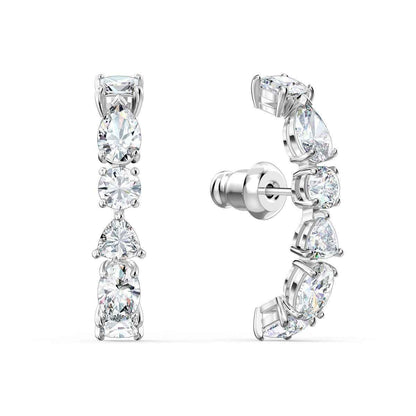 Swarovski Tennis Deluxe Ear Cuffs - Mixed Cuts, White, Rhodium Plated