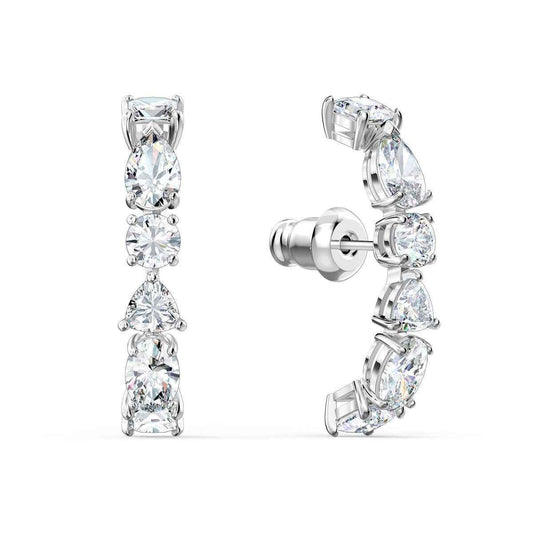 Swarovski Tennis Deluxe Ear Cuffs - Mixed Cuts, White, Rhodium Plated