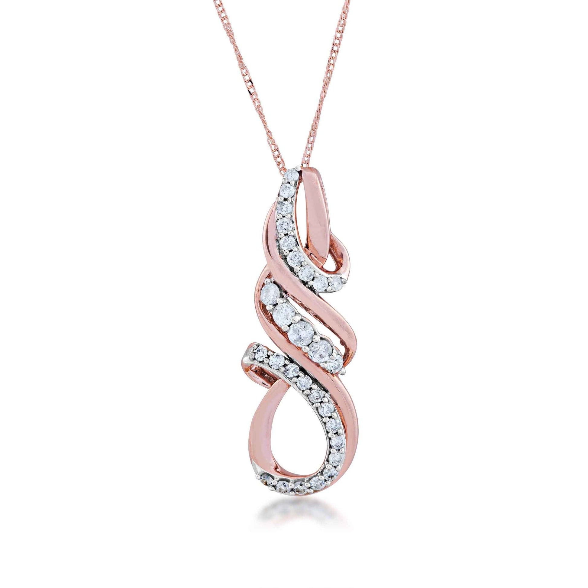 1/4 ct. tw. Diamond Fashion Twist Pendant in 10K Pink Gold
