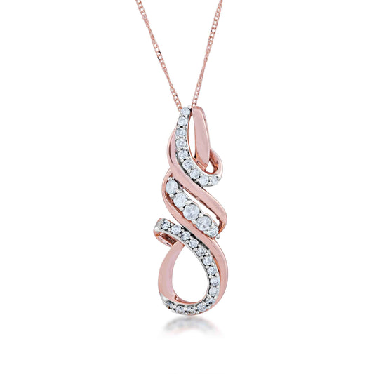 1/4 ct. tw. Diamond Fashion Twist Pendant in 10K Pink Gold