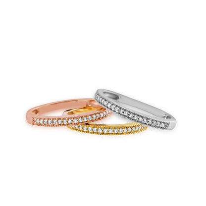 1/10 ct. tw. Diamond Milgrain Band in 10K Yellow Gold close-up detail