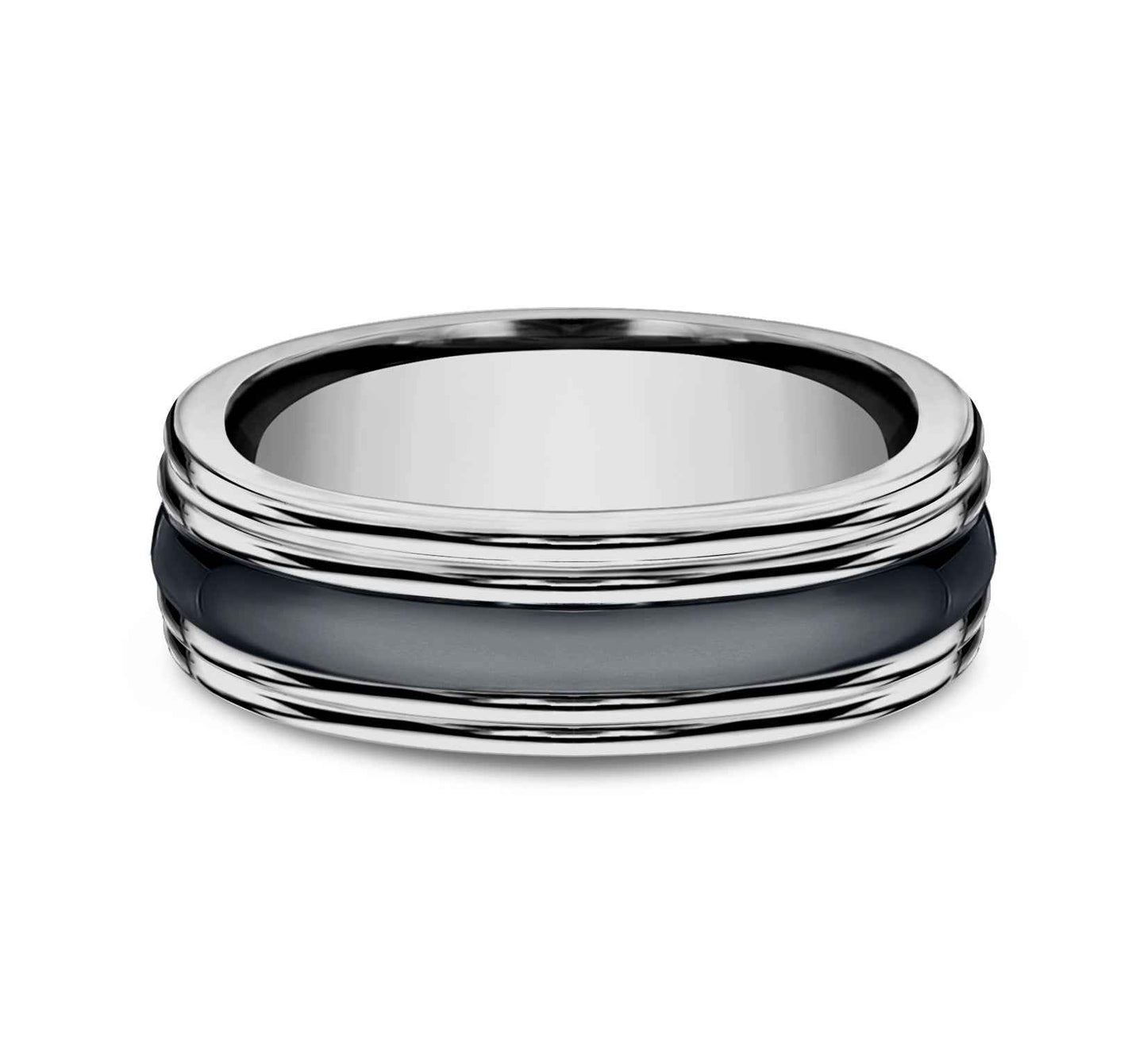 BENCHMARK Men's 7.0MM Tungsten Carbide Wedding Band with Black Ceramic Inlay