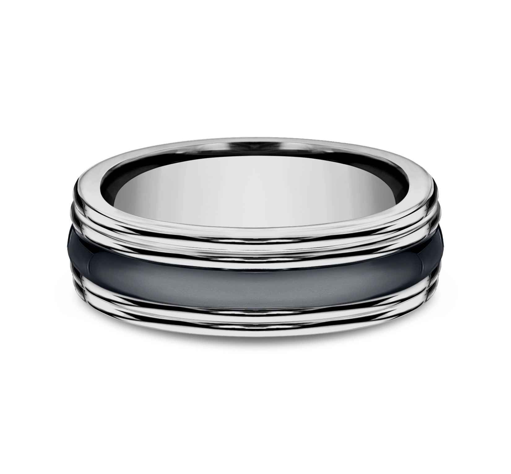 BENCHMARK Men's 7.0MM Tungsten Carbide Wedding Band with Black Ceramic Inlay