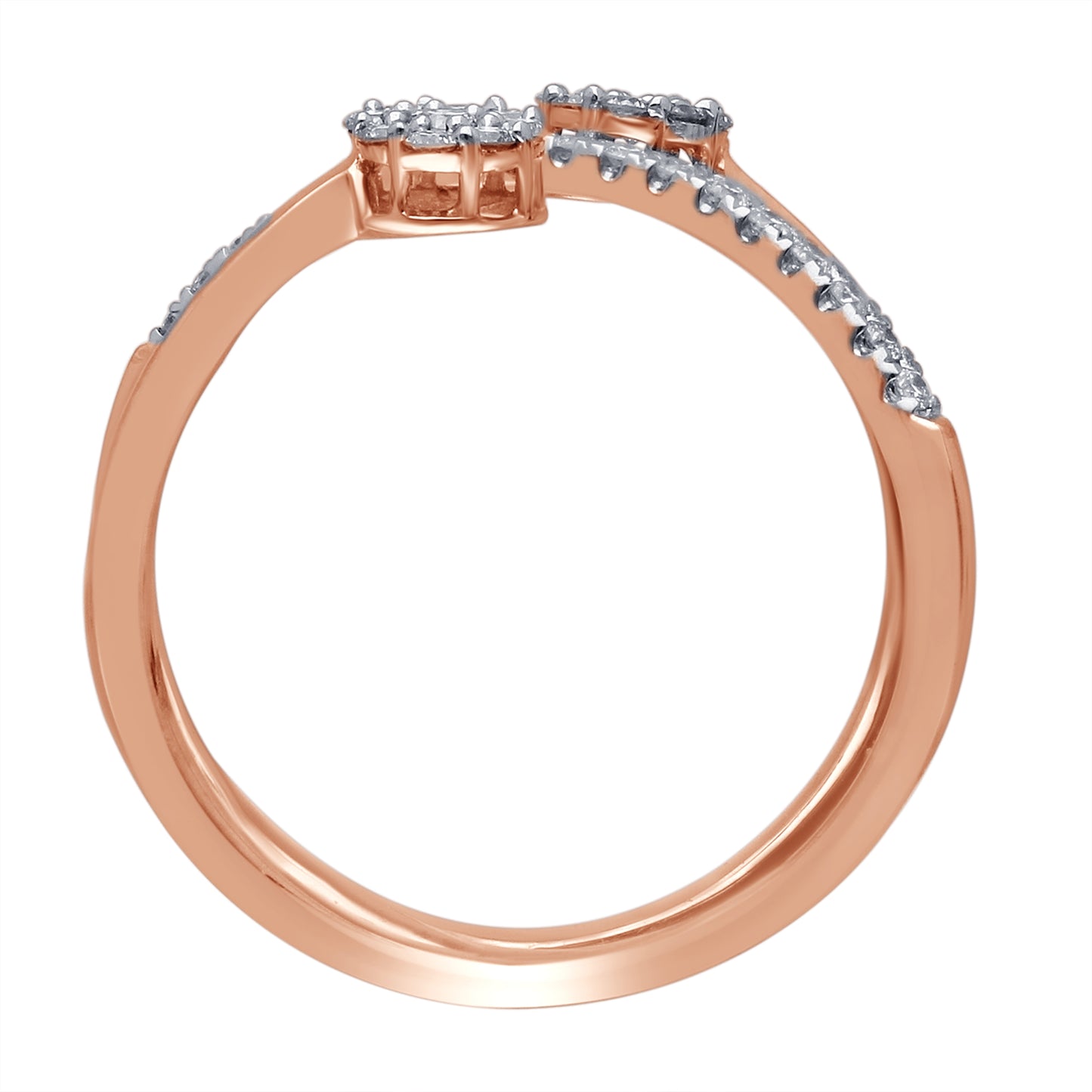 Kallati 1/3 ct. tw. Round Diamond Cluster Fashion Bypass Ring in 14K Pink Gold front view