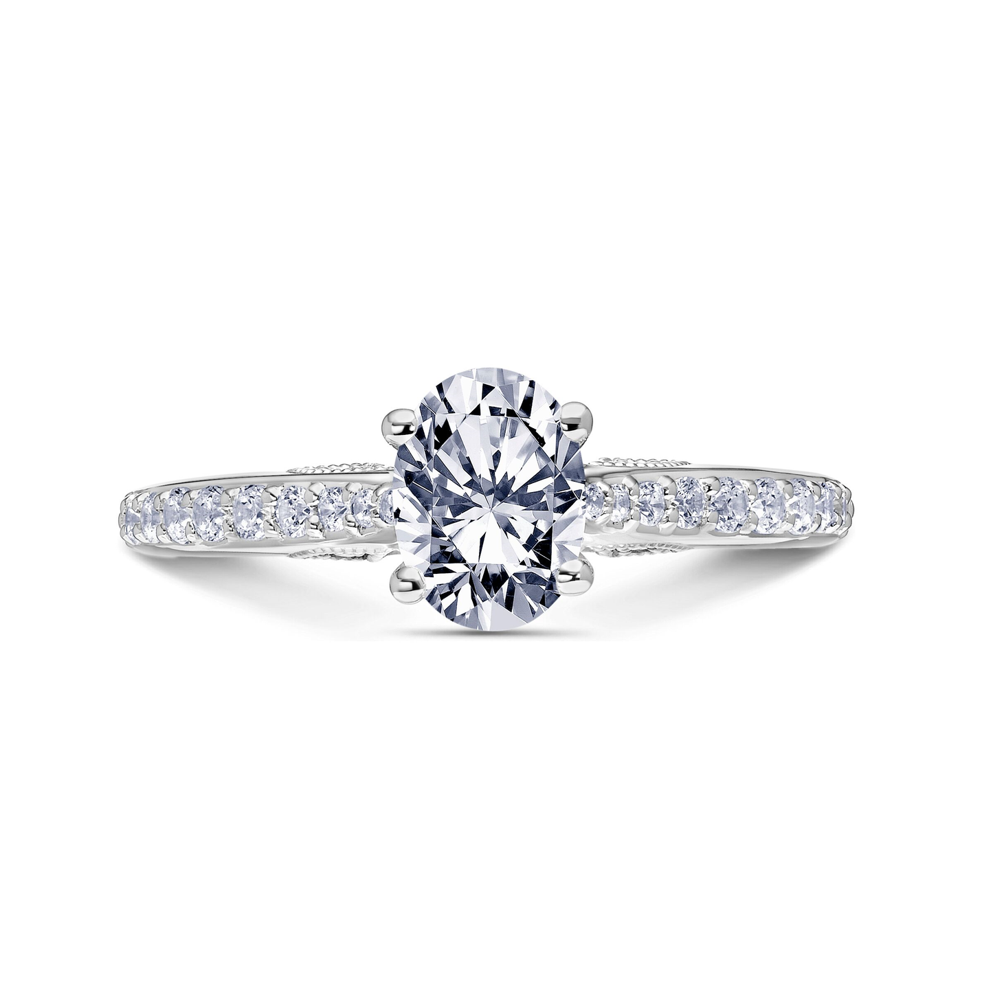 Scott Kay Heaven's Gates 1/3 ct. tw. Diamond Semi-Mount Engagement Ring with Tapered Diamond Design in 14K White front view