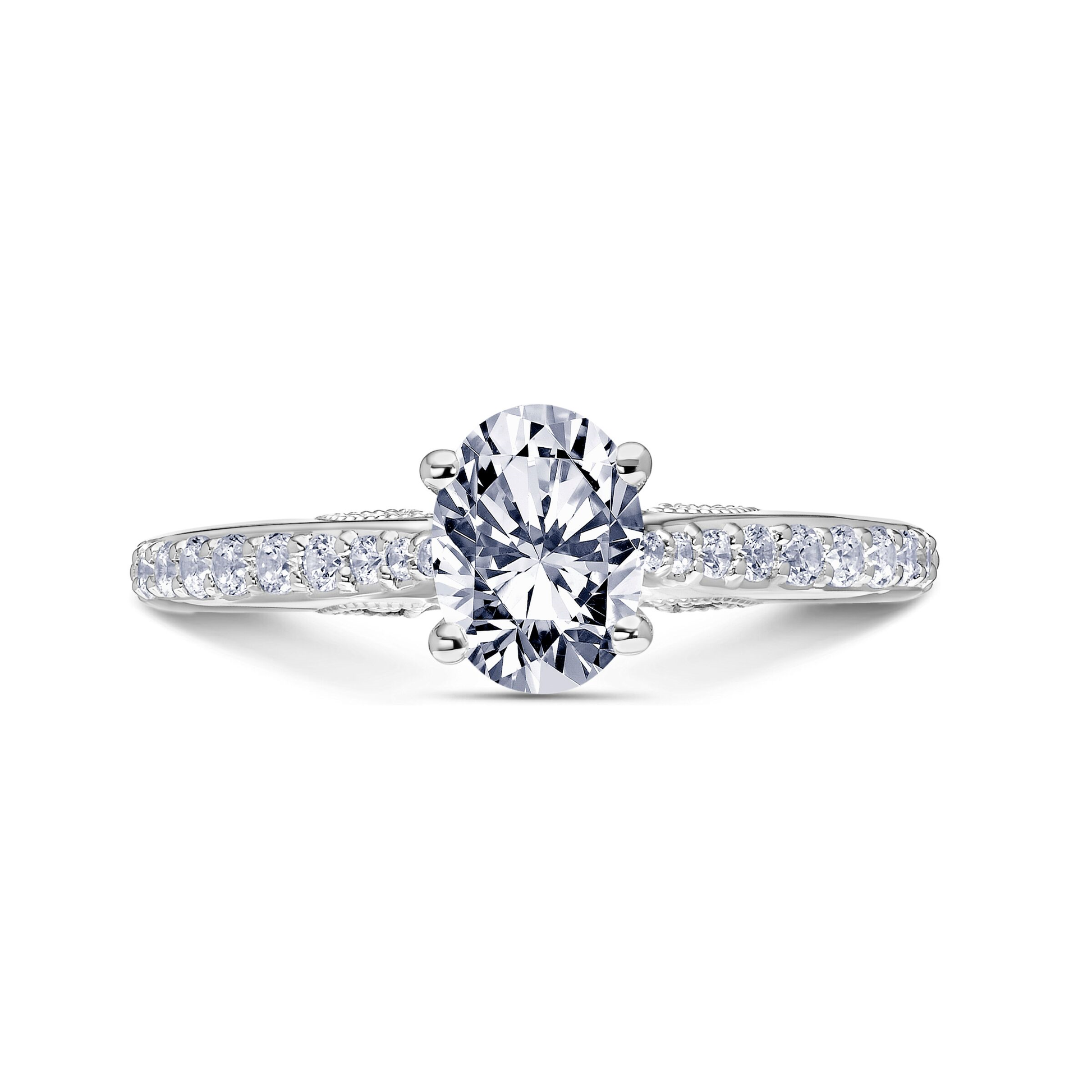 Scott Kay Heaven's Gates 1/3 ct. tw. Diamond Semi-Mount Engagement Ring with Tapered Diamond Design in 14K White front view