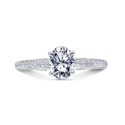 Scott Kay Heaven's Gates 1/3 ct. tw. Diamond Semi-Mount Engagement Ring with Tapered Diamond Design in 14K White front view